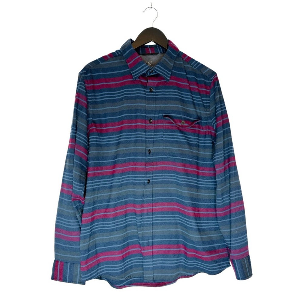 George Blue & Multicolor Stripe Button Down Shirt Size Large (42–44) Grunge